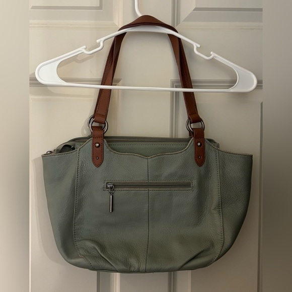 The Sak Bolinas Satchel Handbag, Sage Green Leather/Brown Leather Handles - Picture 5 of 16